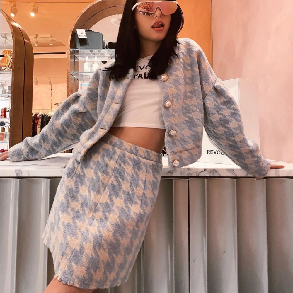 Houndstooth Two-Piece Skirt Set